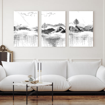 Grey & White Scenery Acrylic Wall Art (Set of 3)