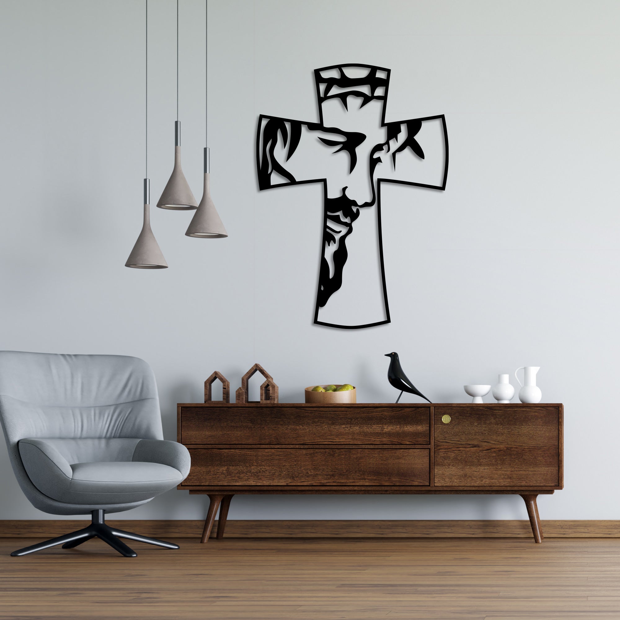 Jesus on Cross Symbol Metal Wall Art