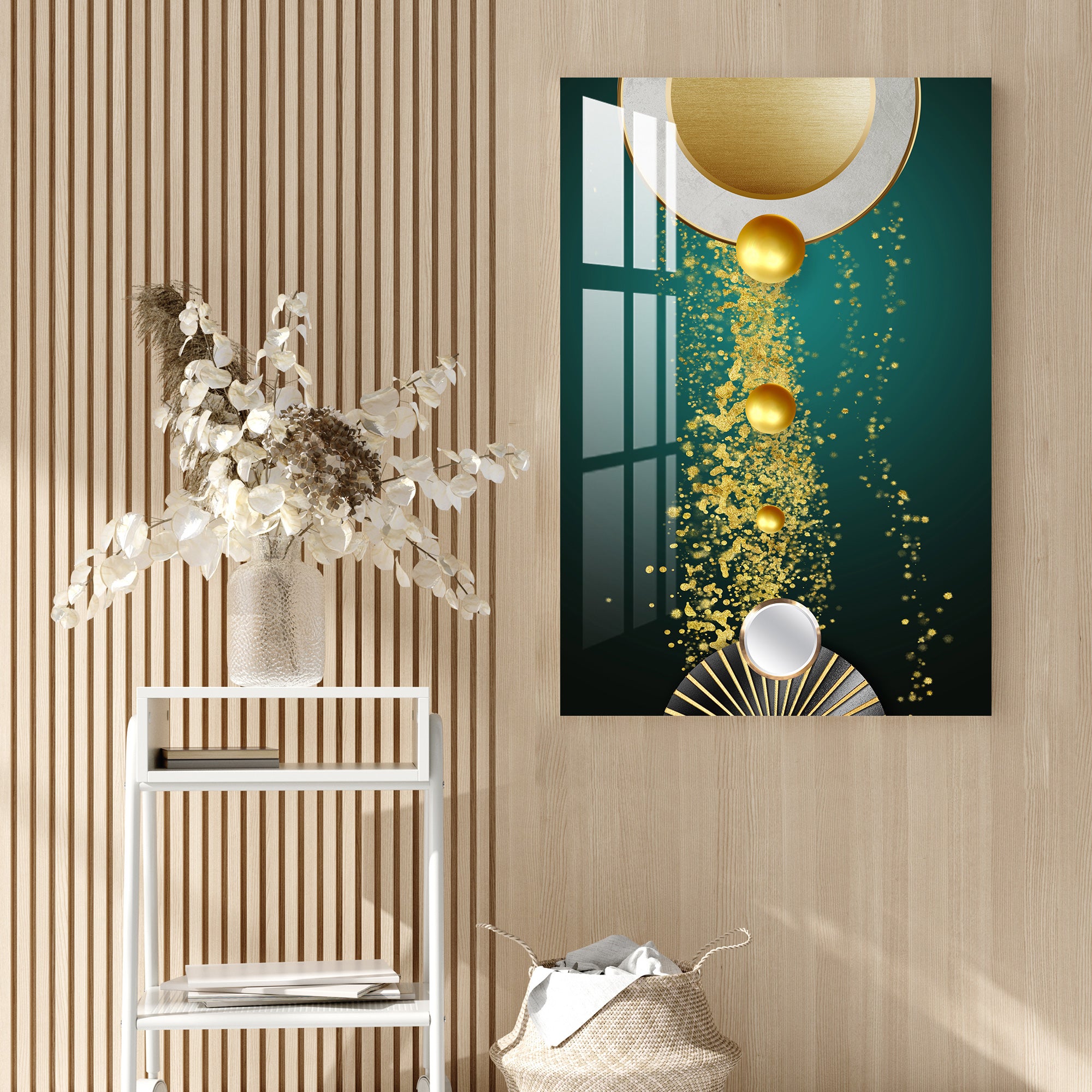 Golden Balls Acrylic Wall Art