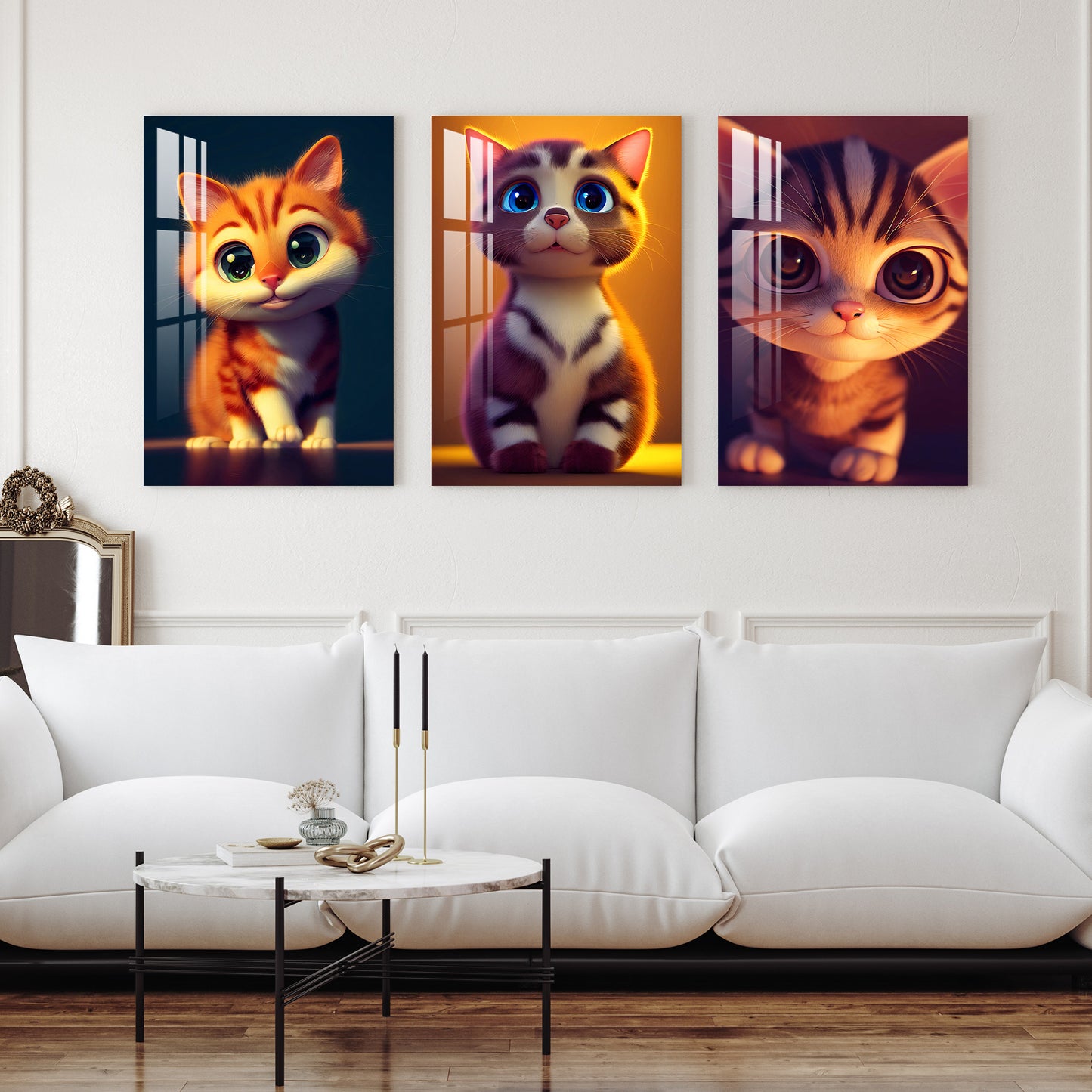 Cute Kitten Acrylic Wall Art (Set of 3)