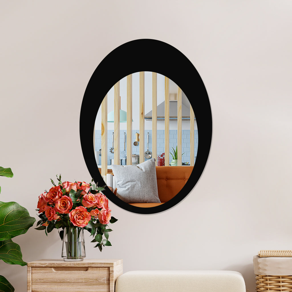 Oval Shaped Metal Wall Mirror