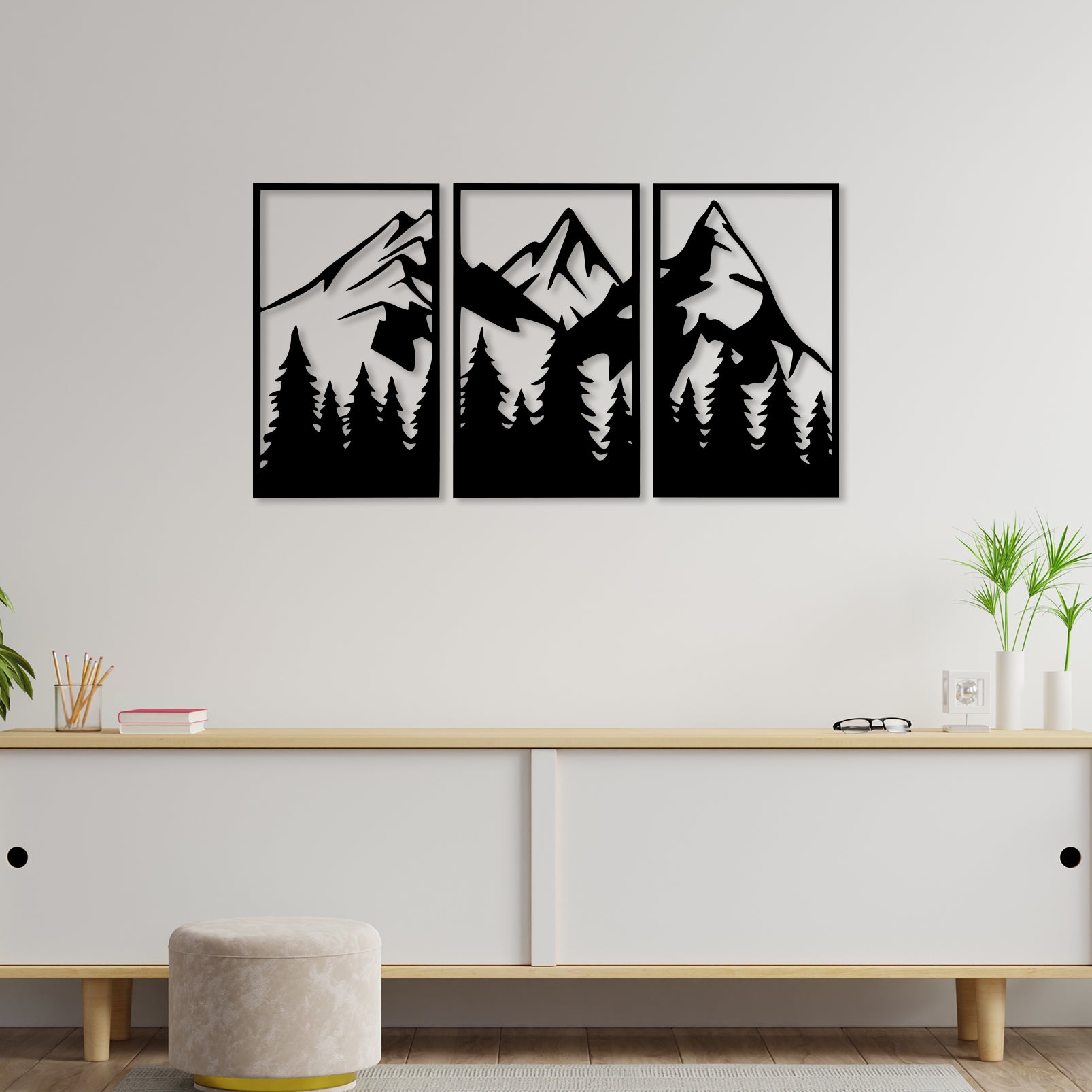 3 Piece Mountain Metal Wall Art