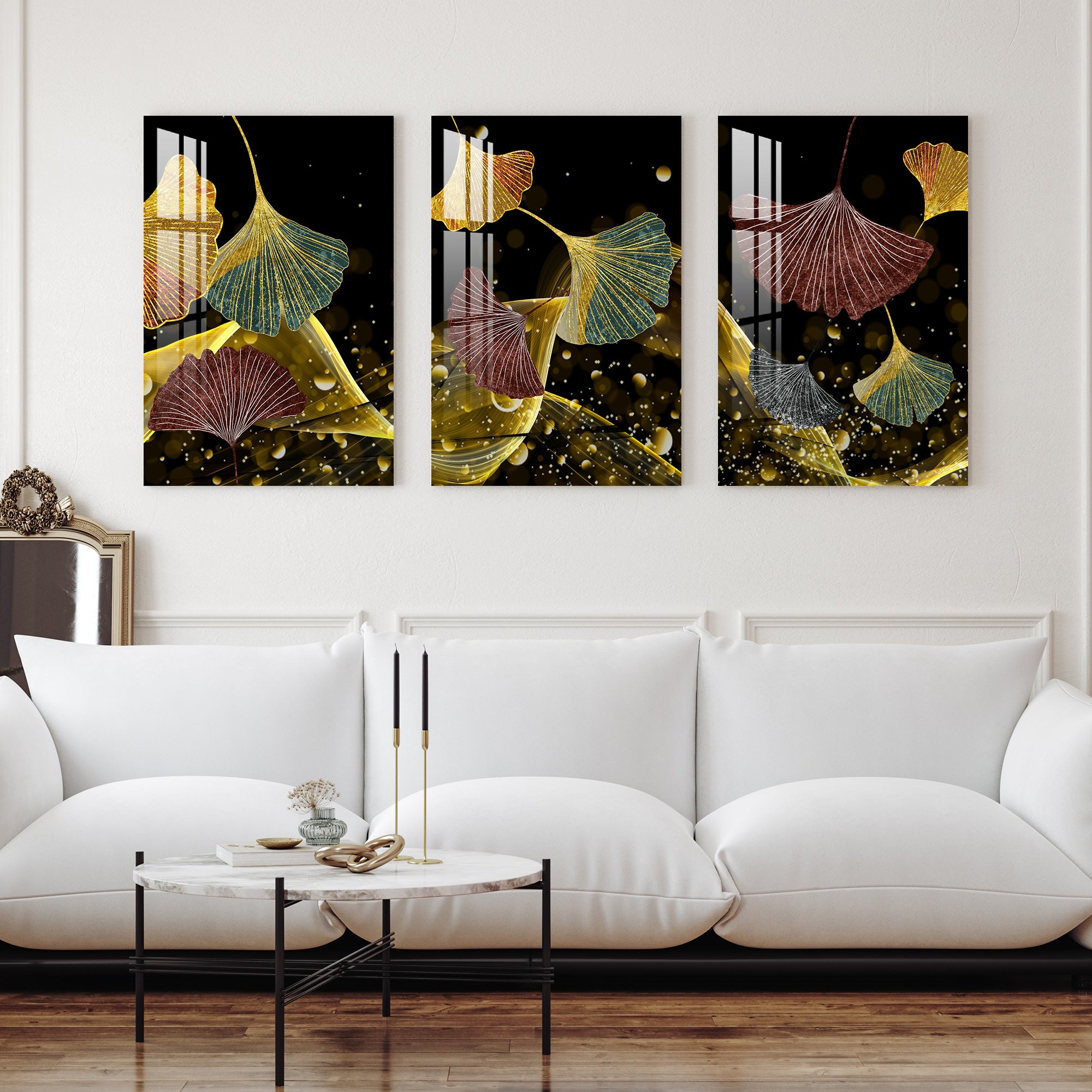 Ginkgo Biloba Acrylic Wall Art (Set of 3)