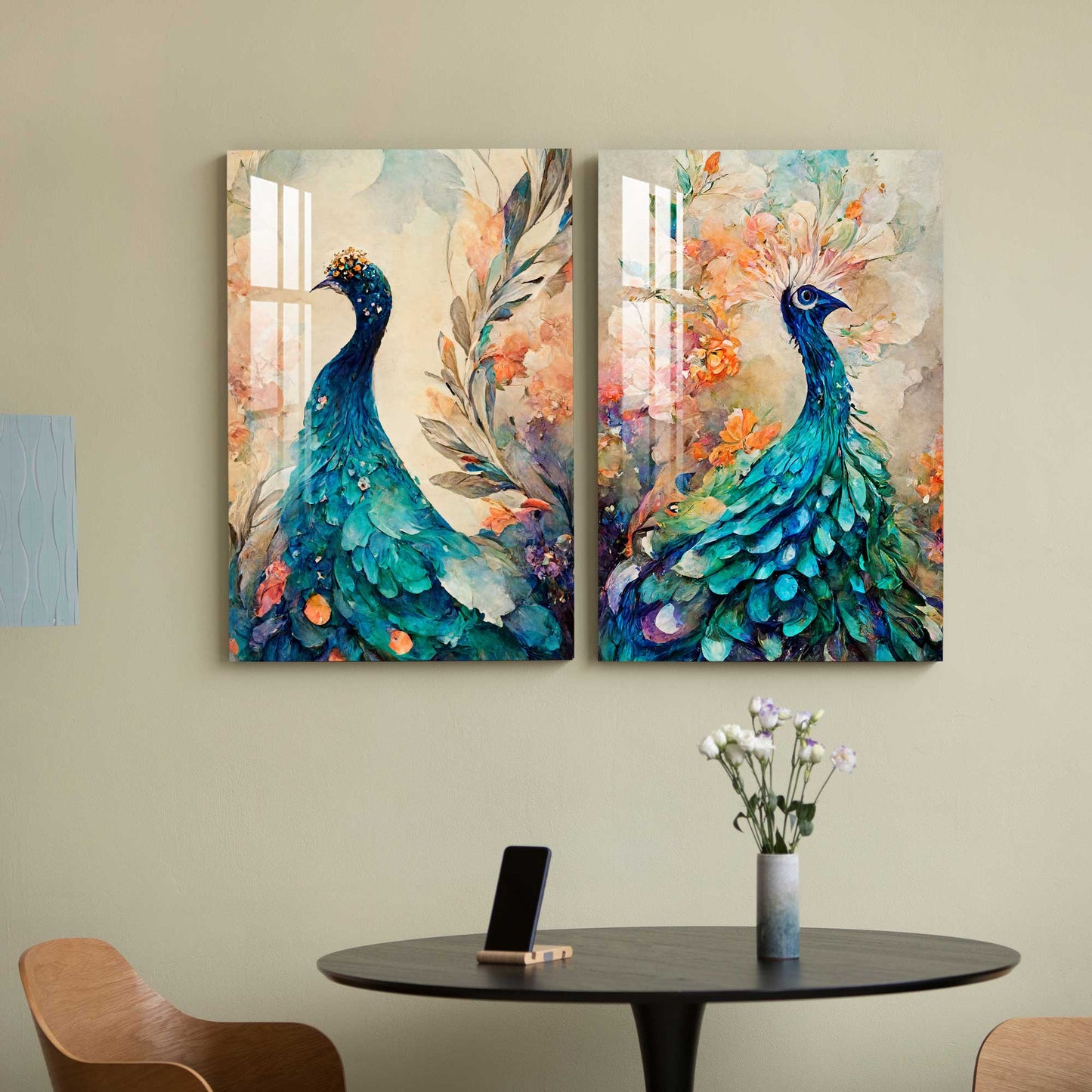 Gorgeous Peacocks Acrylic Wall Art (Set Of 2)