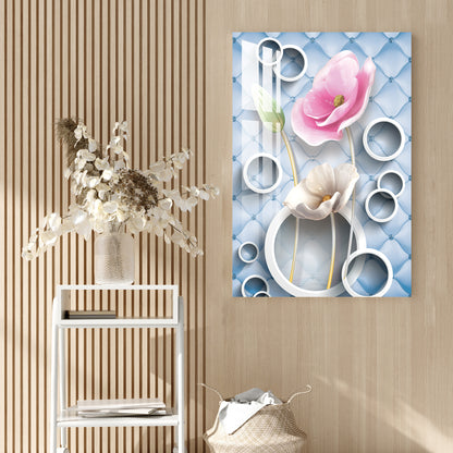 Pink & White Flower Acrylic Wall Art