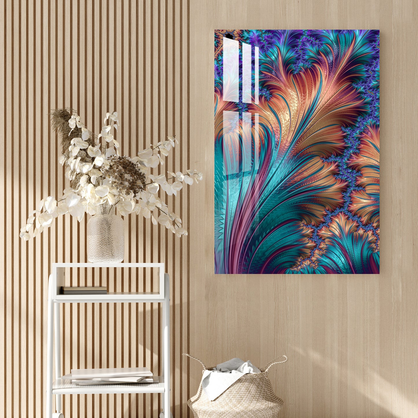 Multicolor Feather Acrylic Wall Art