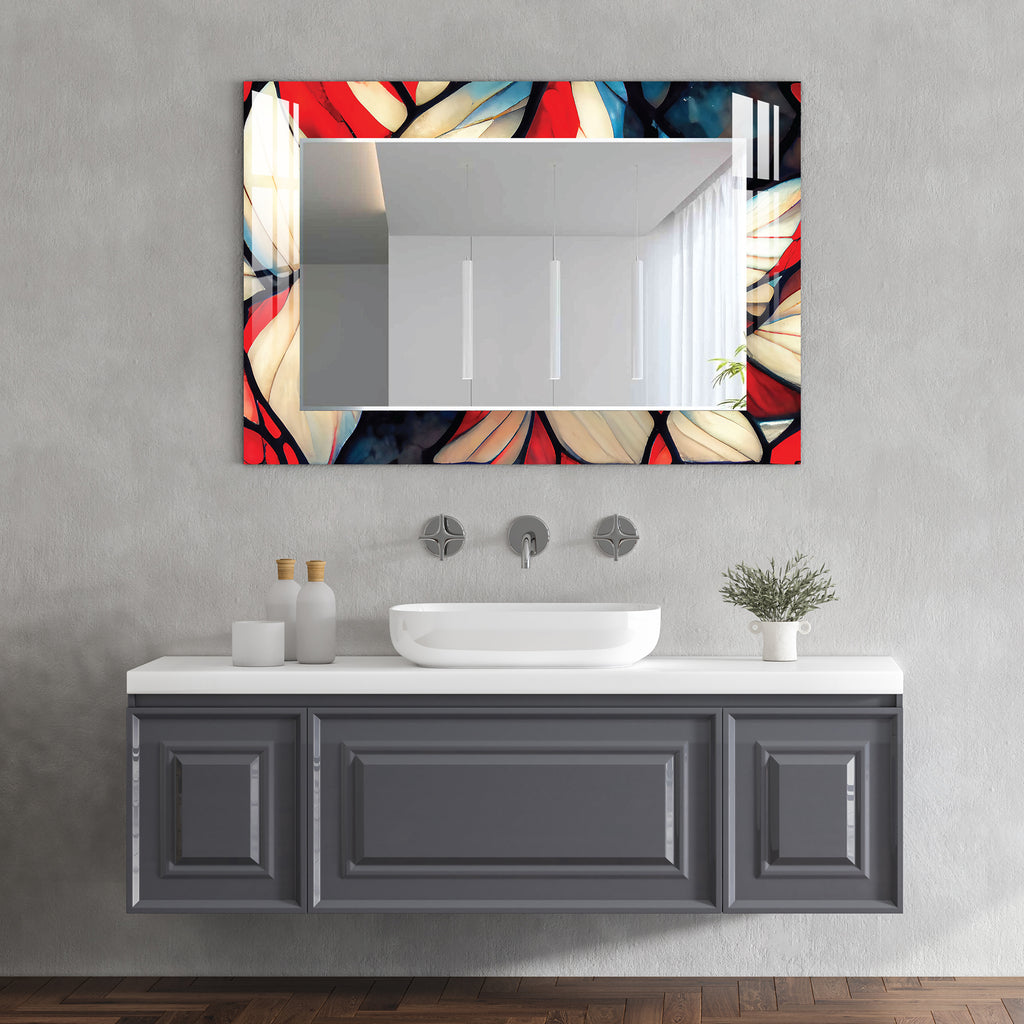 Red & White Layers Acrylic Wall Mirror