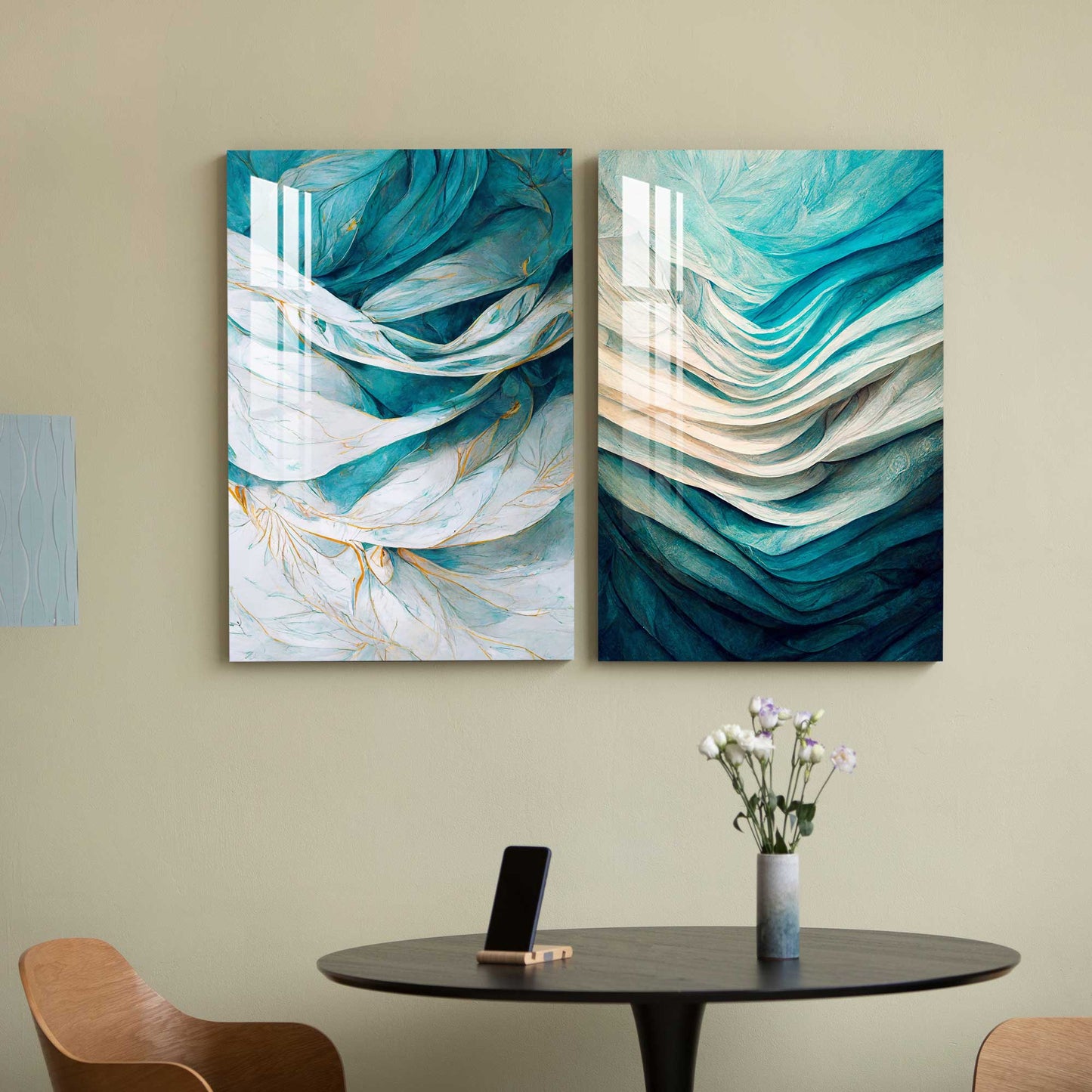 Gentle Waves Acrylic Wall Art (Set Of 2)