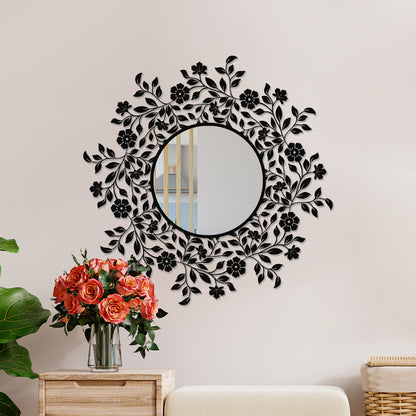 Floral Design Metal Wall Mirror