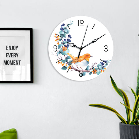 Bird with Cherrys Printed Acrylic Wall Clock
