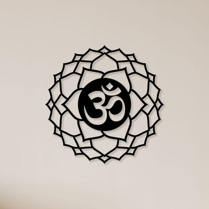 Om With Flower Metal Wall Art