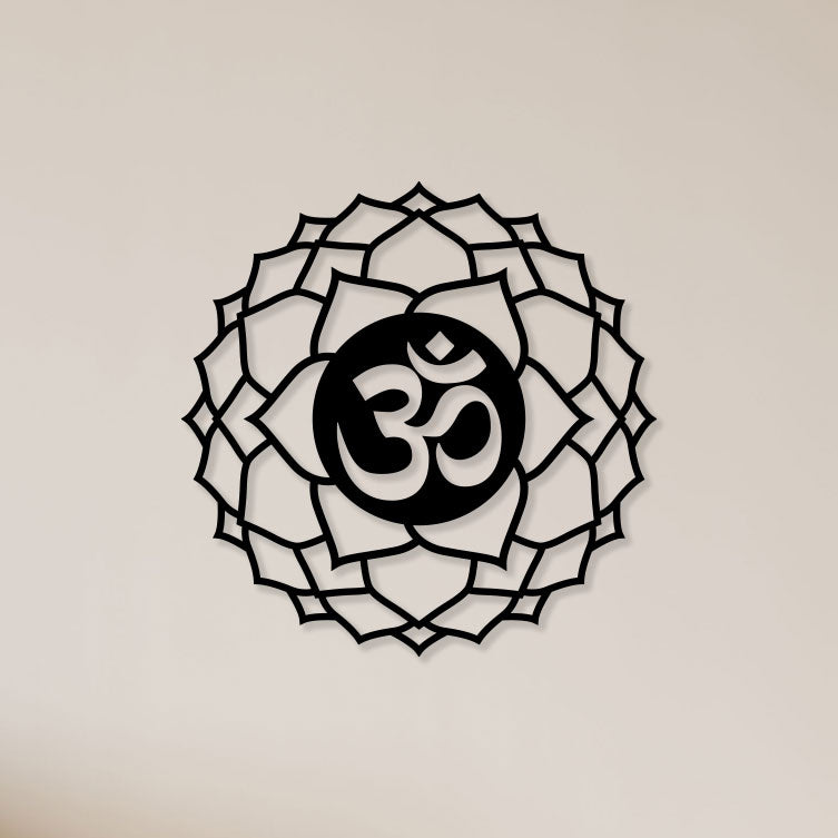 Om With Flower Metal Wall Art