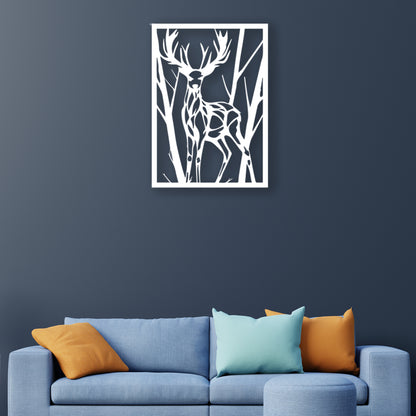 Deer In Forest Metal Wall Art