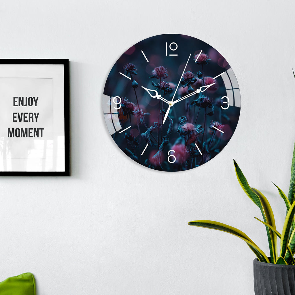 Morning Flowers Printed Acrylic Wall Clock