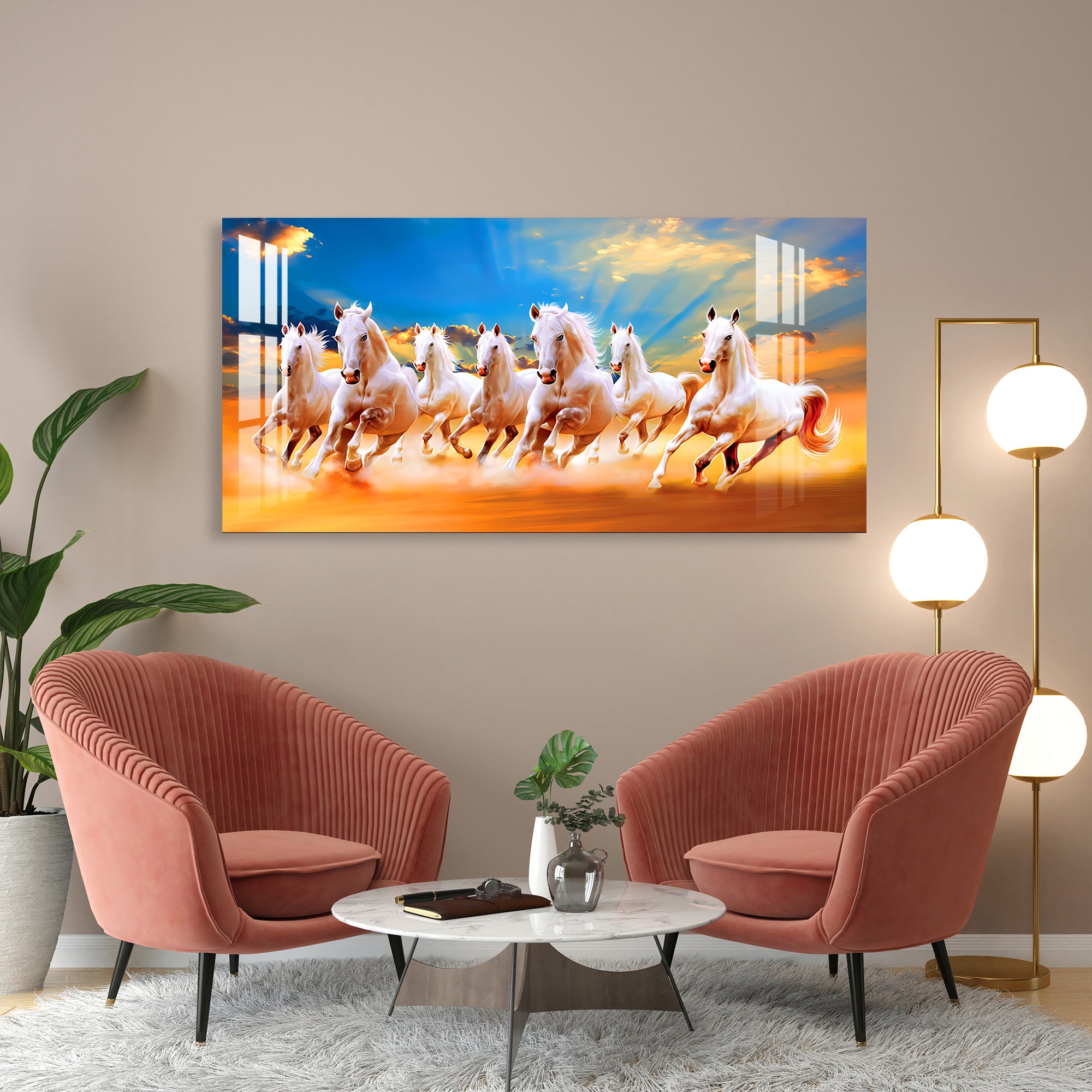 Horses in Desert Acrylic Wall Art