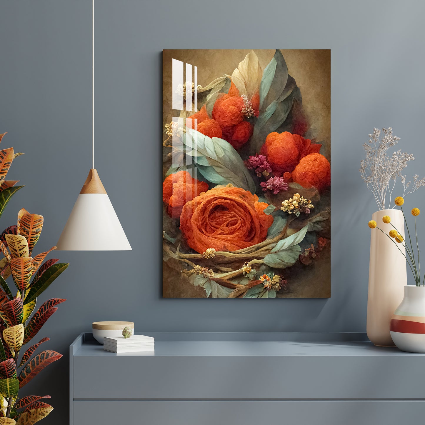 Renaissance Style Retro Flower Acrylic Wall Art