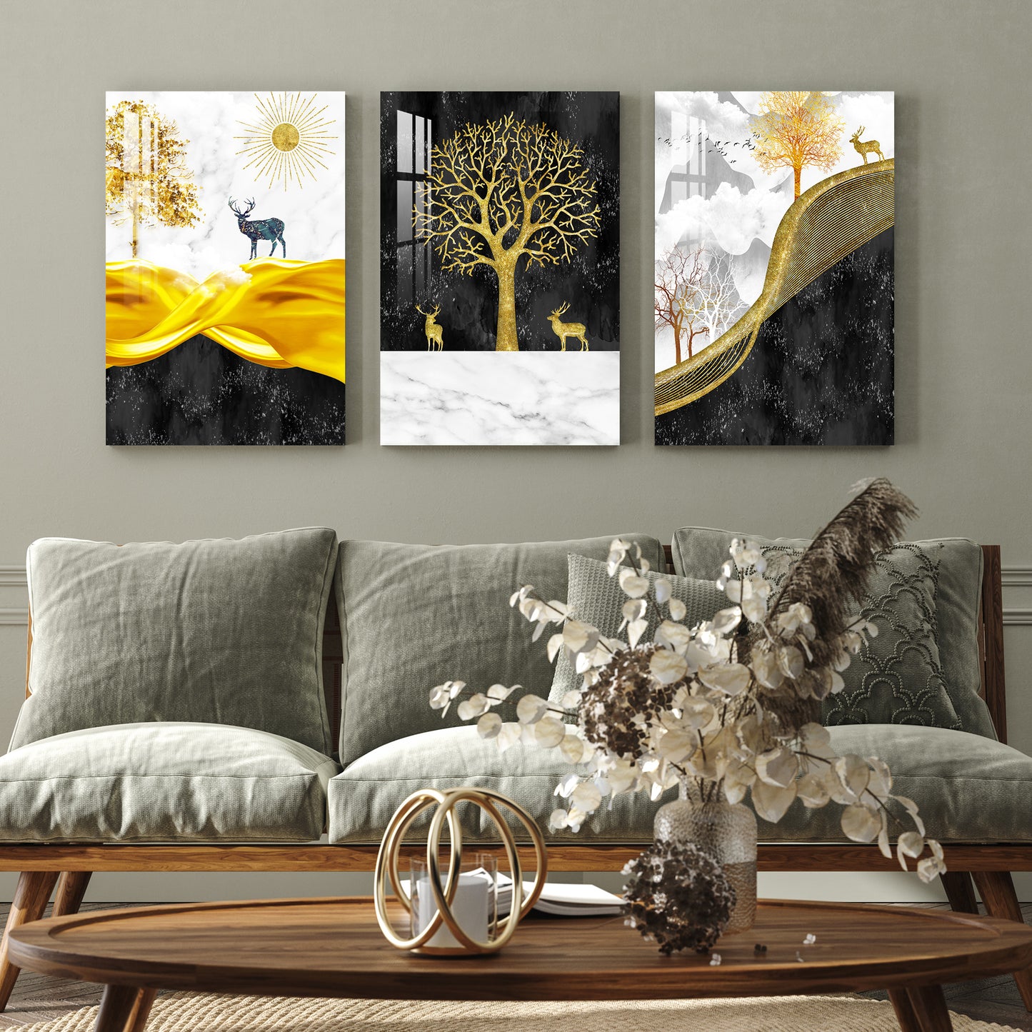 Framed Deer Acrylic Wall Art (Set of 3)