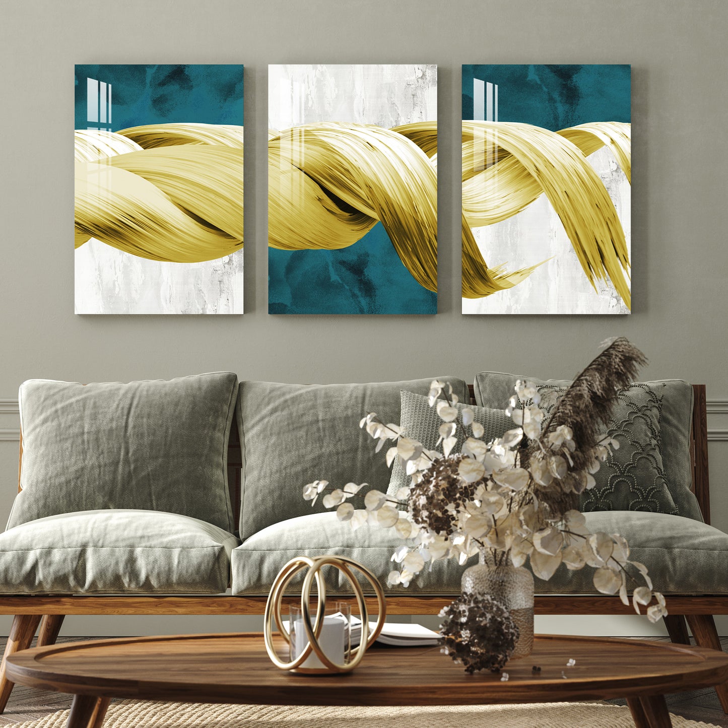 Golden Knot Acrylic Wall Art (Set of 3)