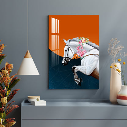 Beautiful White Horse Acrylic Wall Art