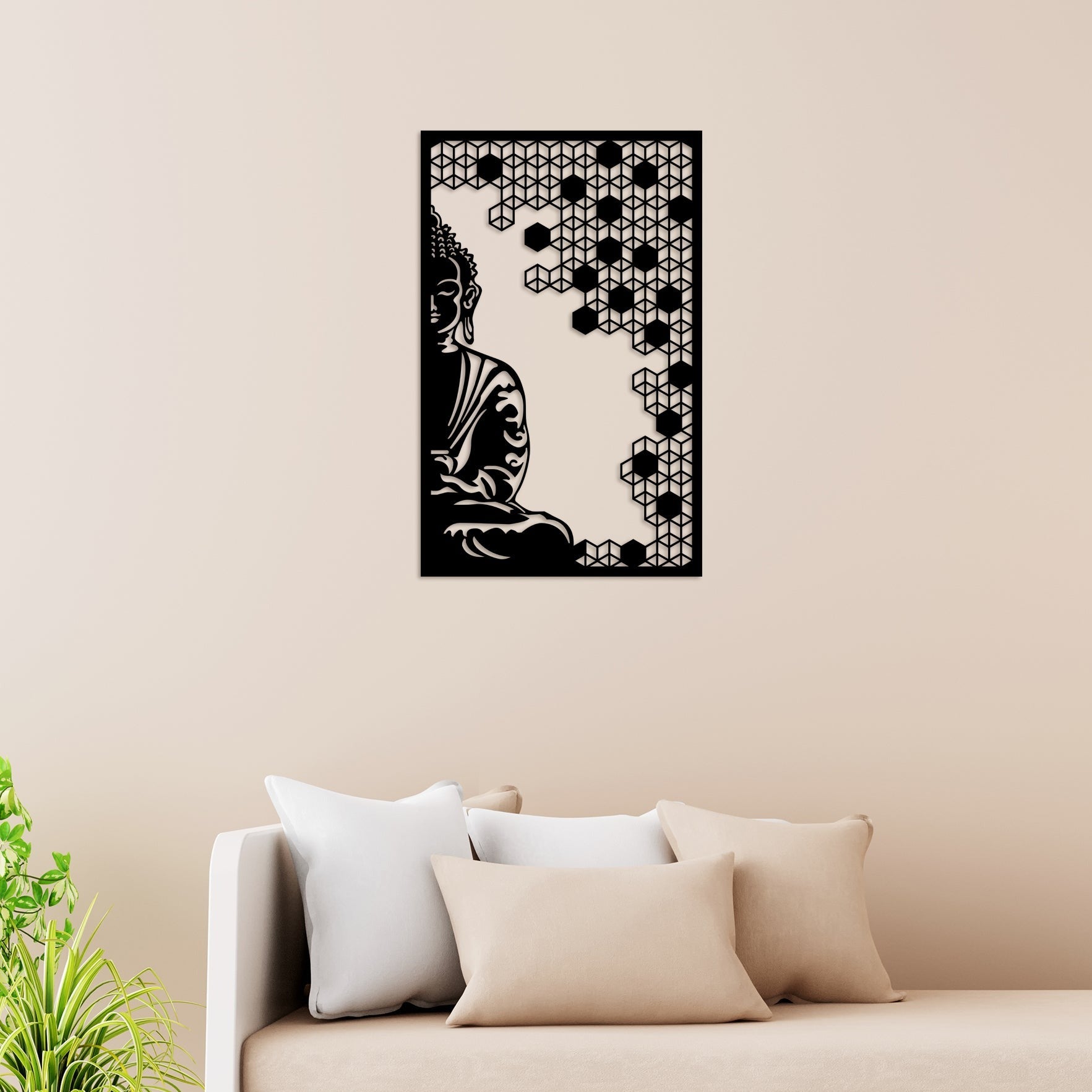 Elegant Buddha Worship Style Metal Wall Art 1