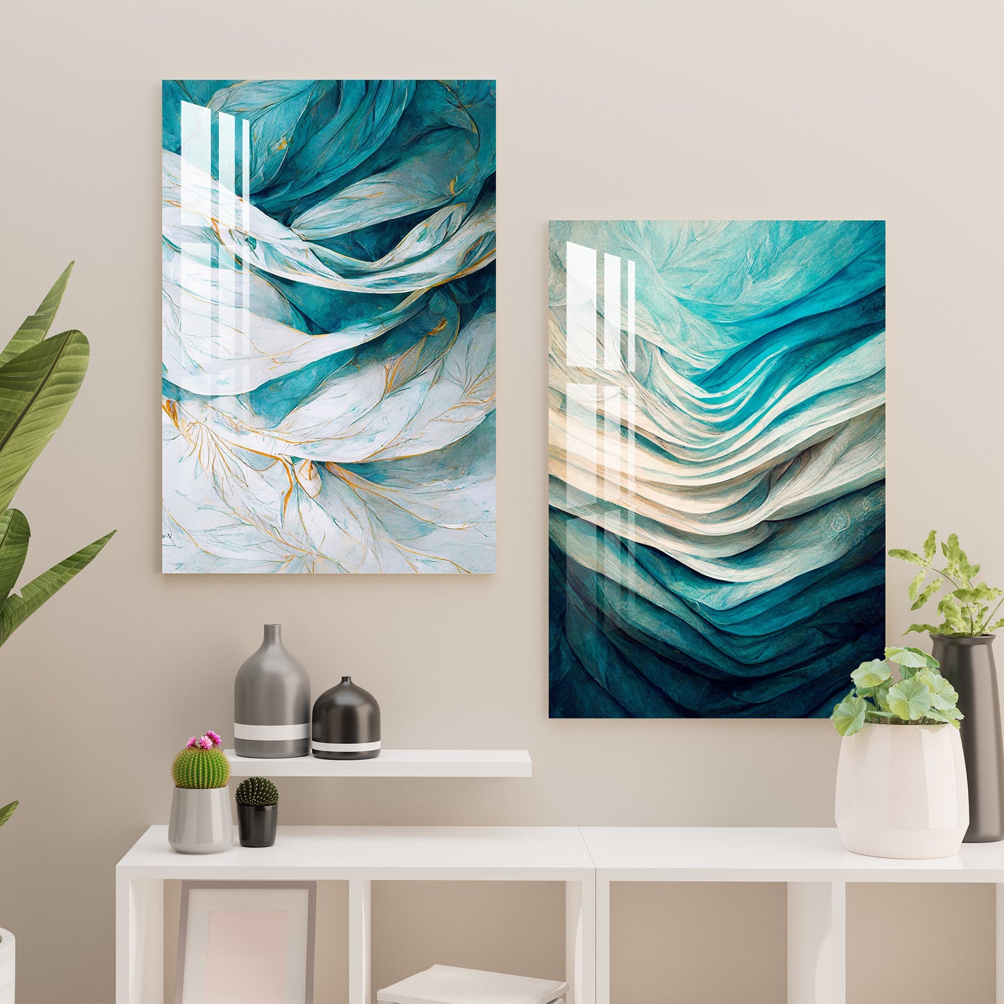 Gentle Waves Acrylic Wall Art (Set Of 2)