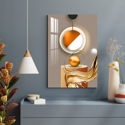 Abstract Orange & White Ball Acrylic Wall Art