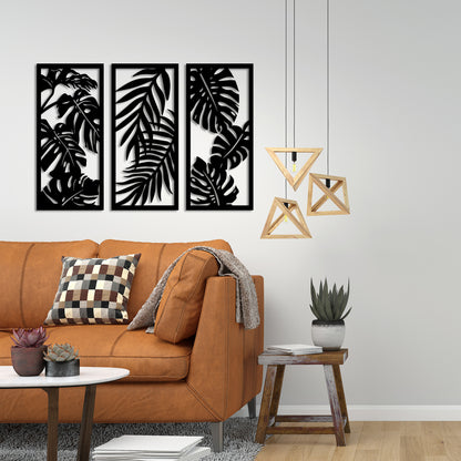 Big Leaves 3 Piece Set Metal Wall Art