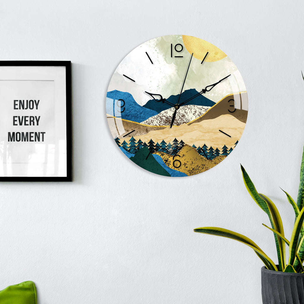 Snow On Mountain Printed Acrylic Wall Clock