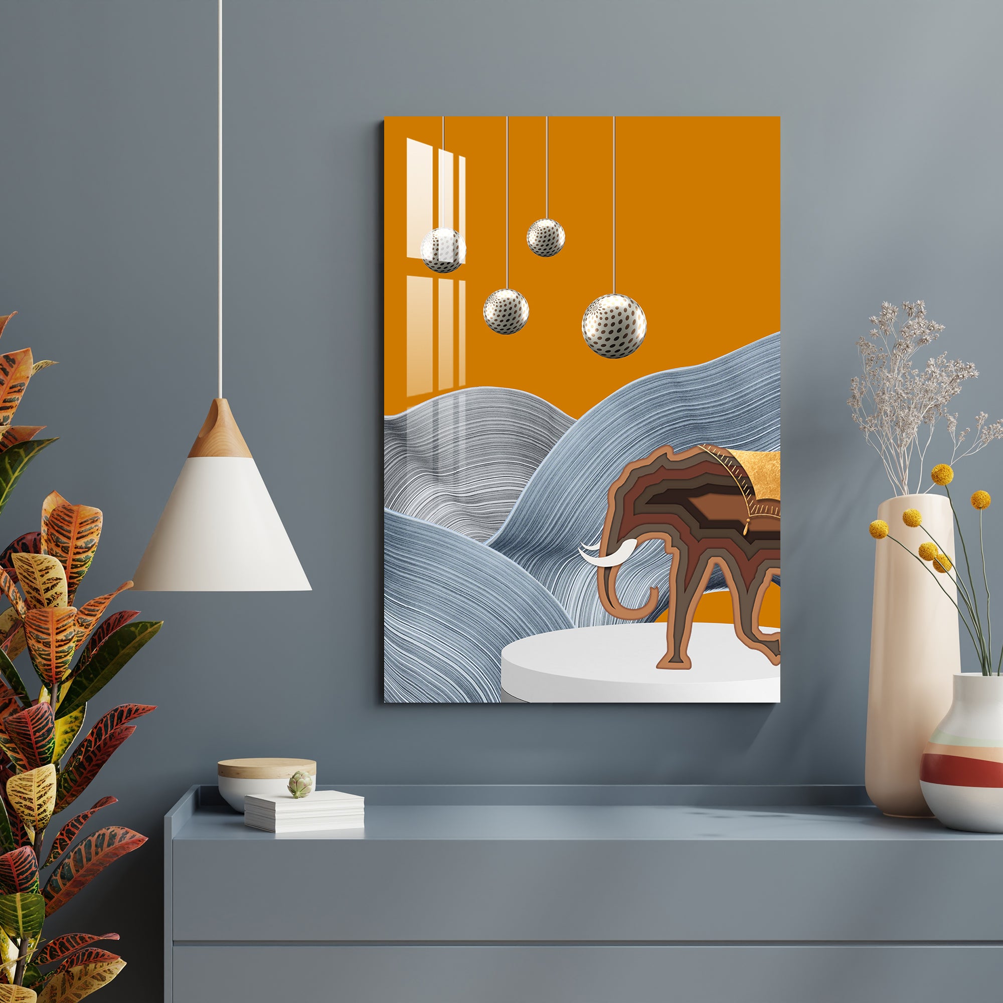 Unique Elephant Walking Acrylic Wall Art