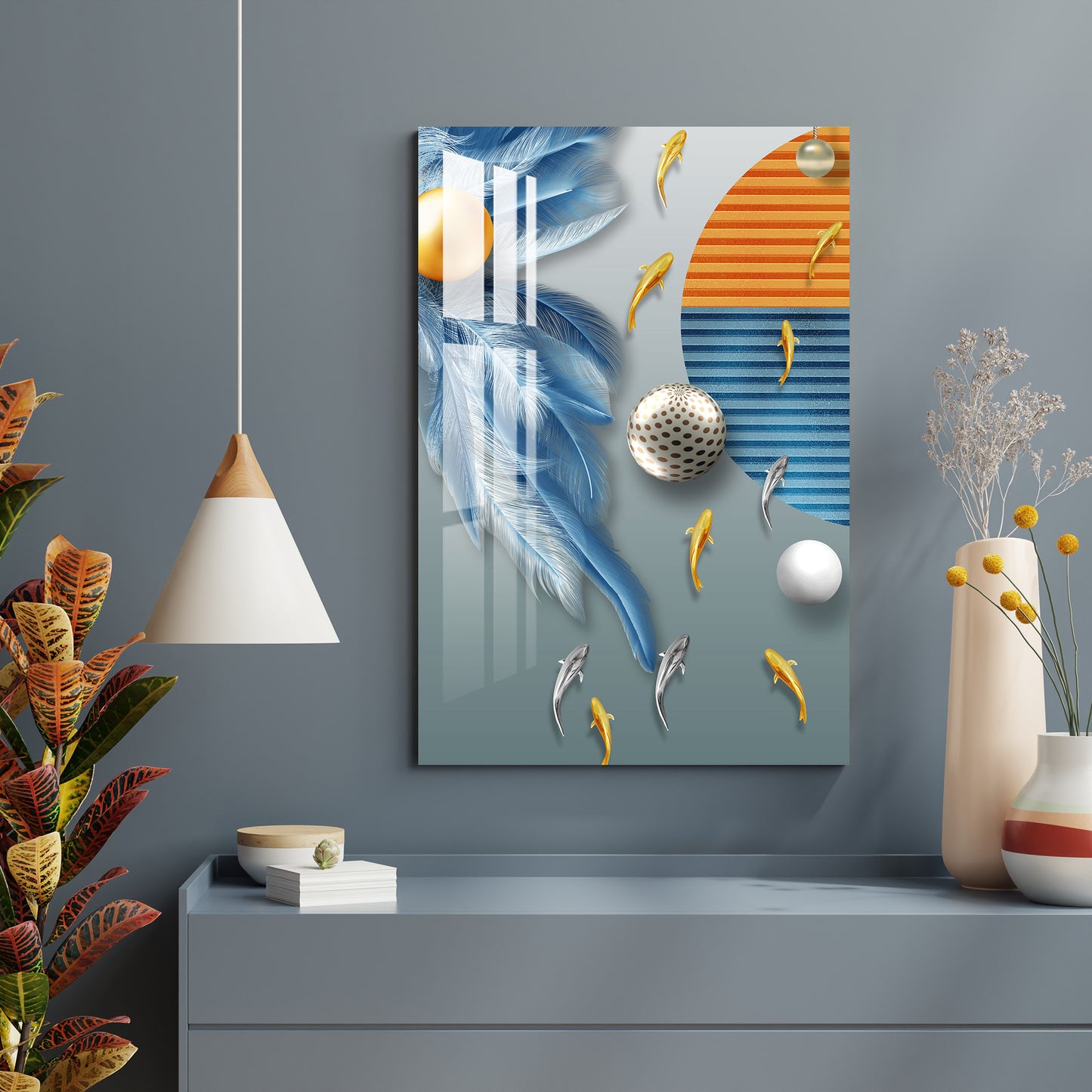 Fishes with Feathers Acrylic Wall Art