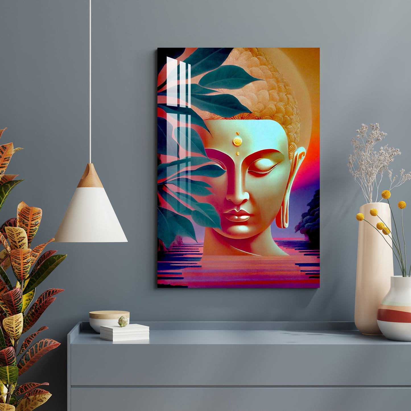 Lord Buddha Face Acrylic Wall Art