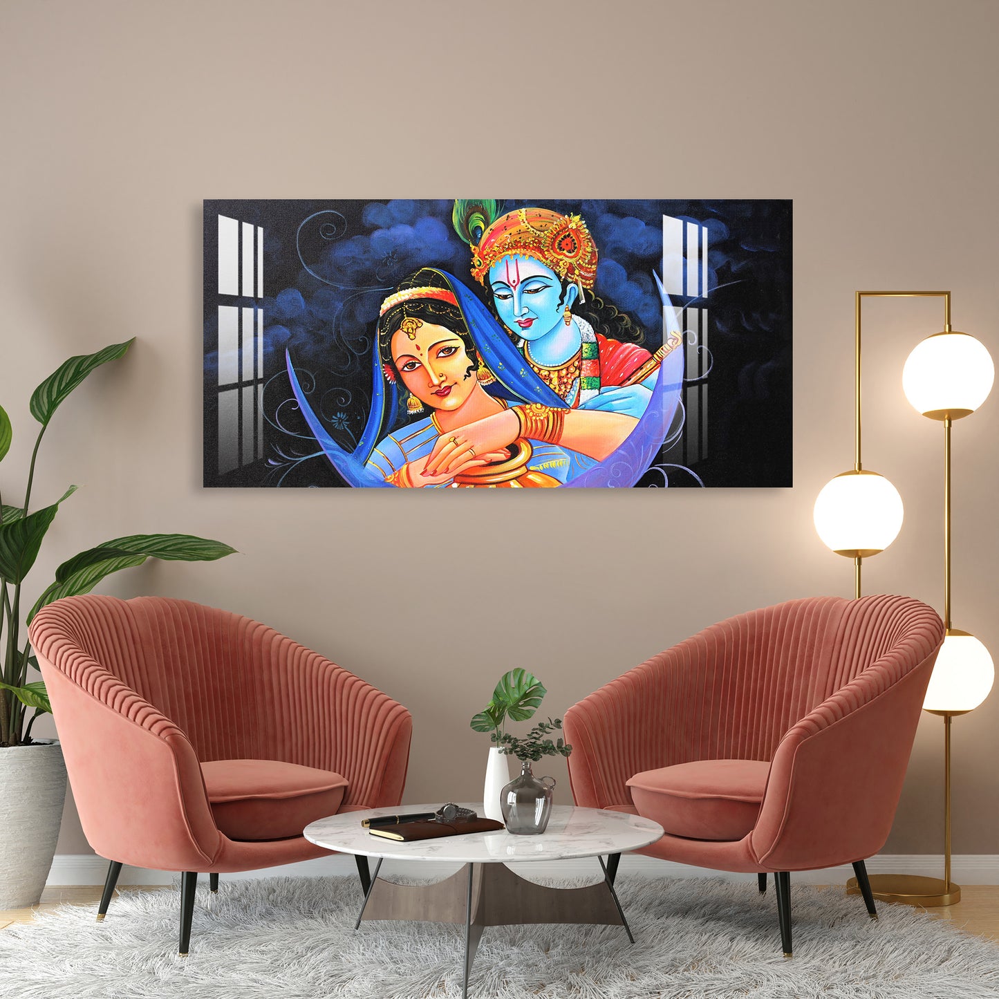 Radha Krishna on Moon Acrylic Wall Art