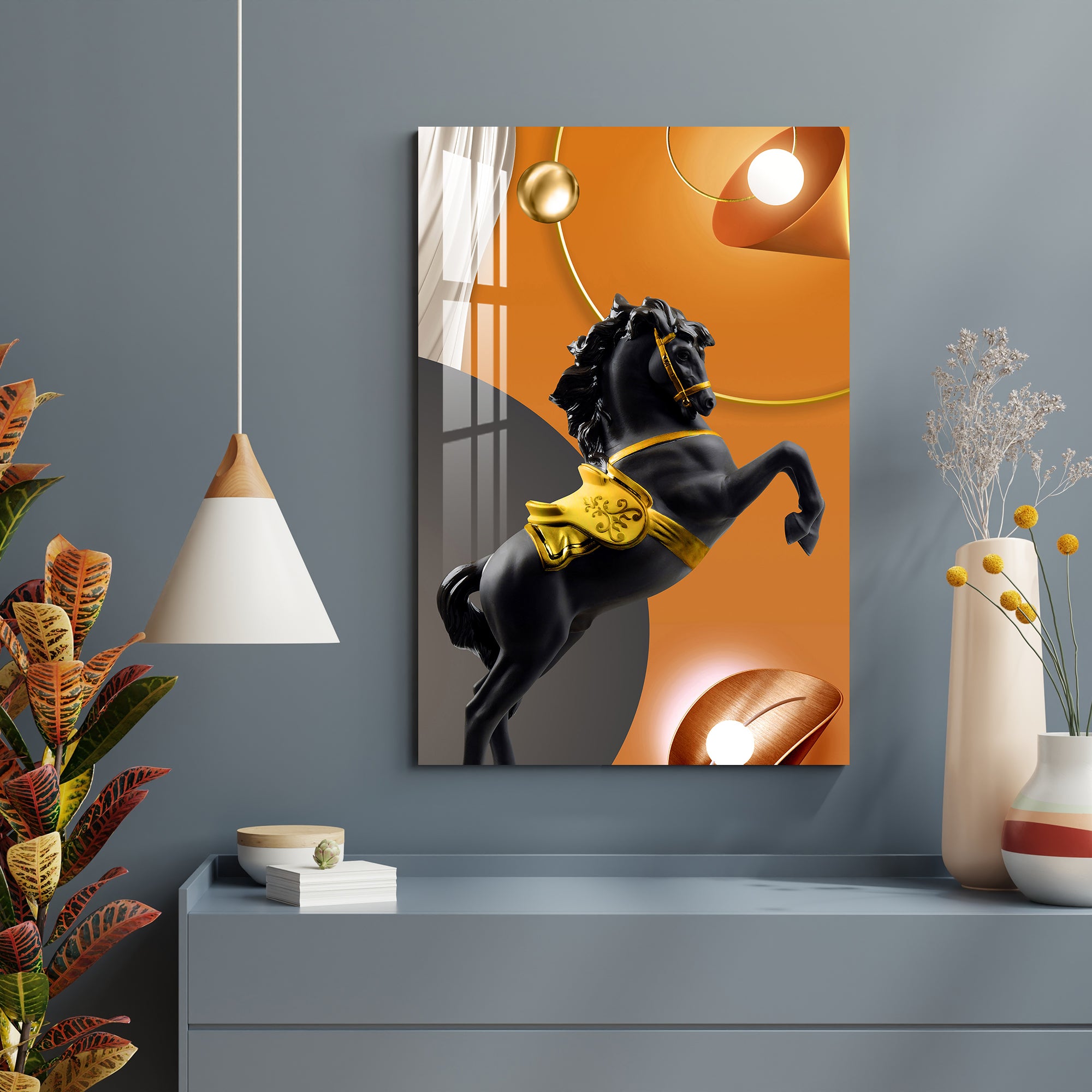 Muscular Black Horse Acrylic Wall Art