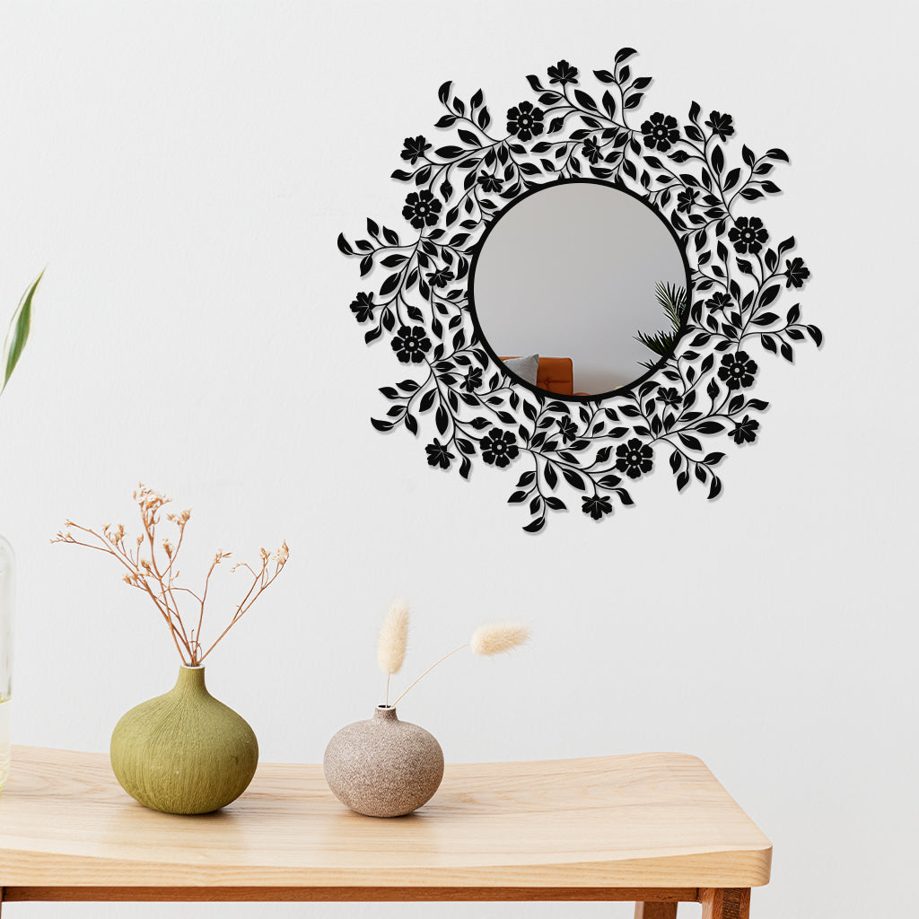 Floral Design Metal Wall Mirror