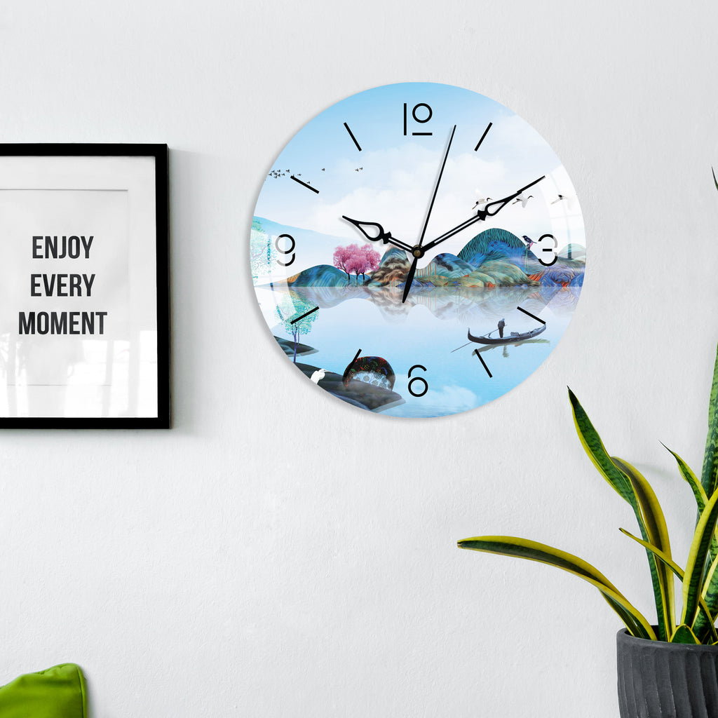 Colorful Nature Printed Acrylic Wall Clock