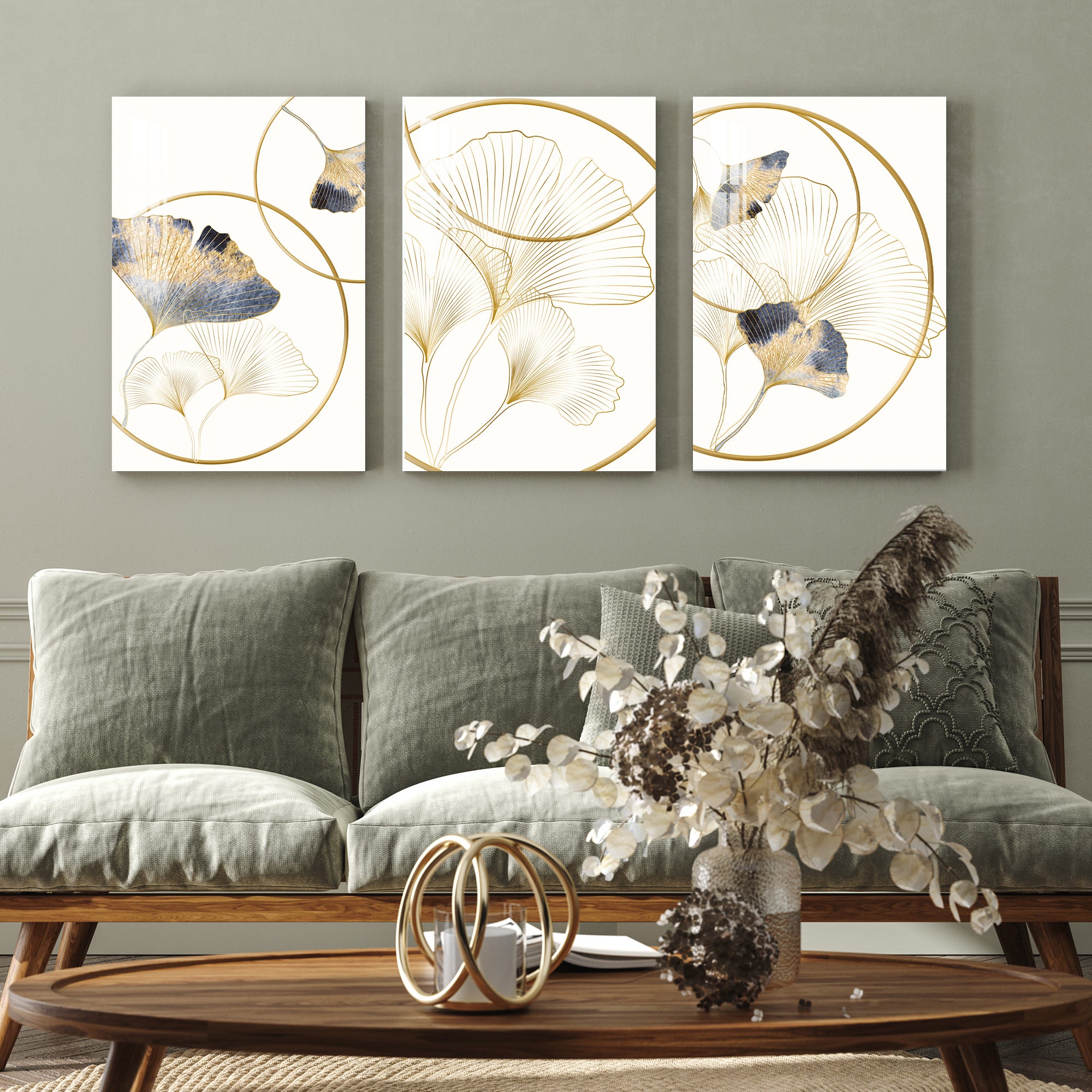 Gingko Biloba Acrylic Wall Art (Set of 3)