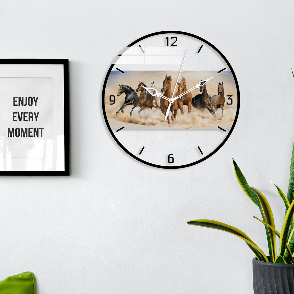 Horses of Fortune Printed Acrylic Wall Clock