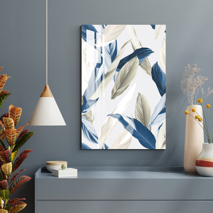 Blue & White Feather Acrylic Wall Art