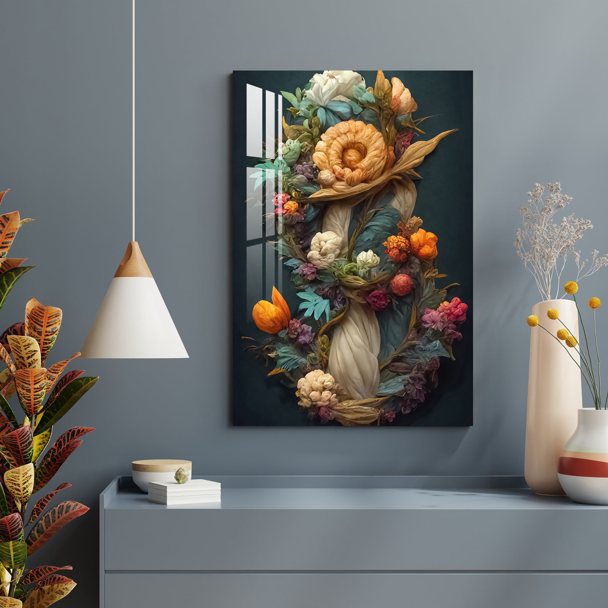 Retro Decorative Flower Acrylic Wall Art