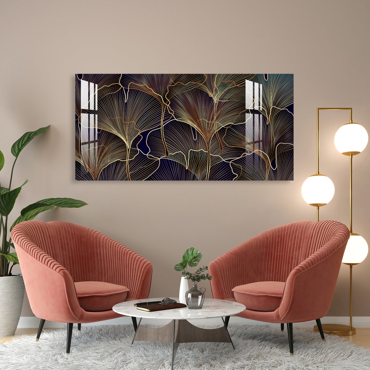 Golden Leaves Acrylic Wall Art