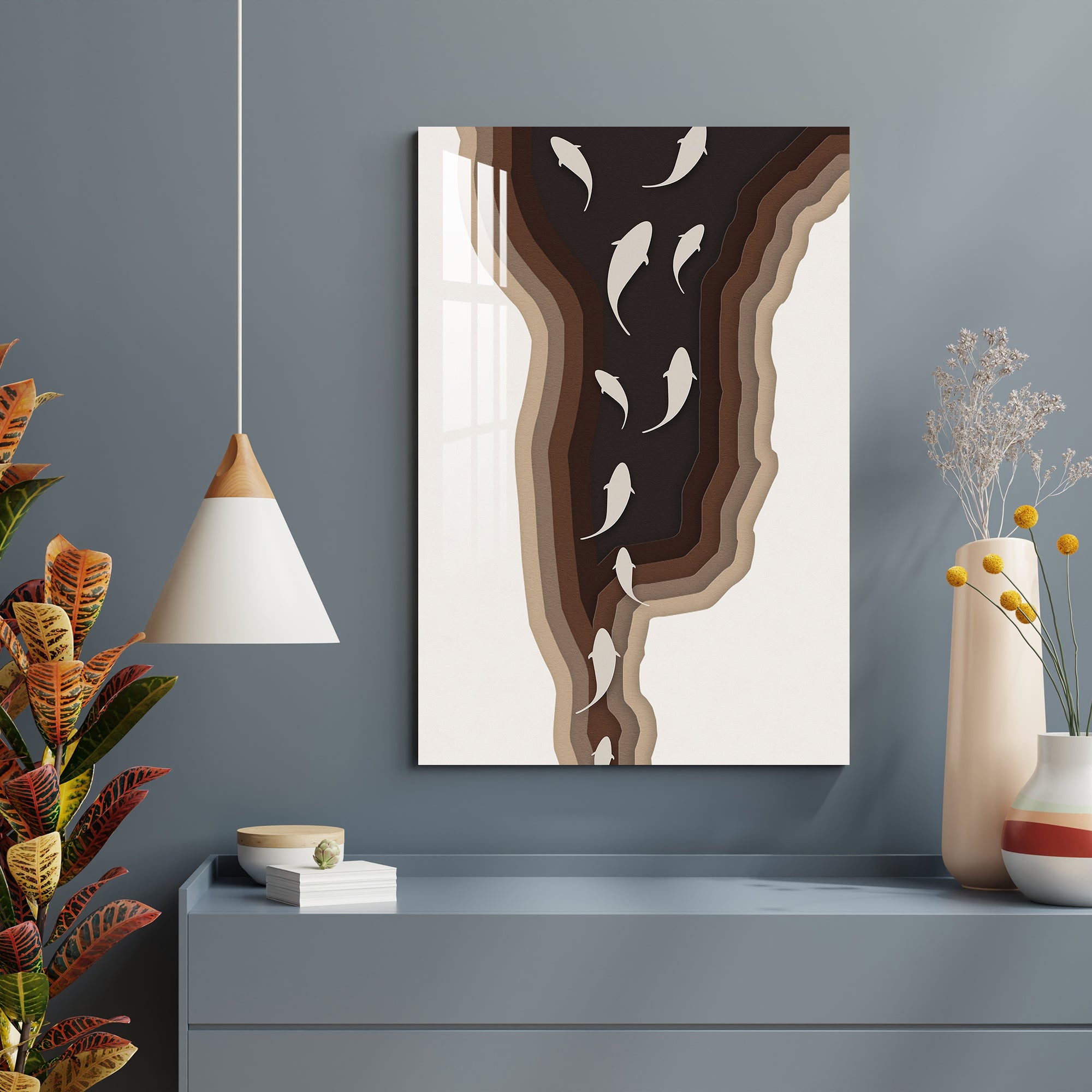 Fishes in Downstream Acrylic Wall Art
