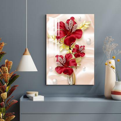 Red Flower Bouquet Acrylic Wall Art