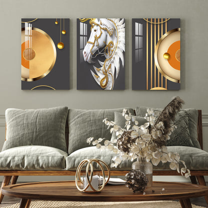 Majestic Horse Acrylic Wall Art (Set of 3)