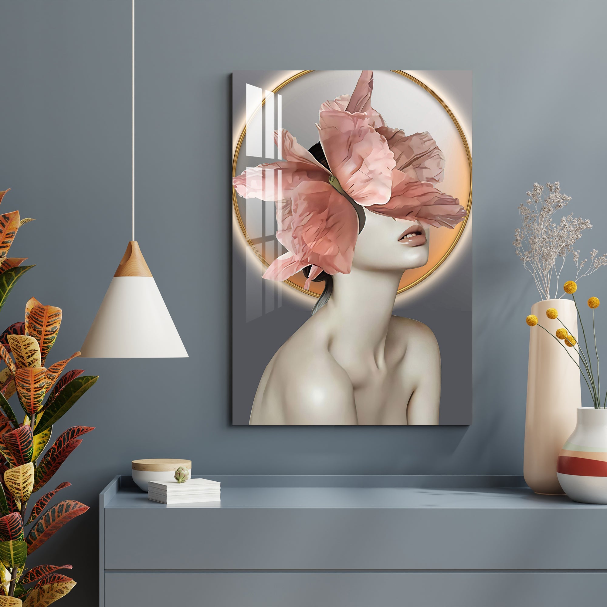 Flower Butterfly Girl Acrylic Wall Art