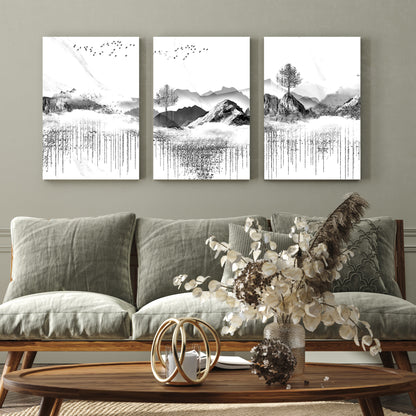 Grey & White Scenery Acrylic Wall Art (Set of 3)