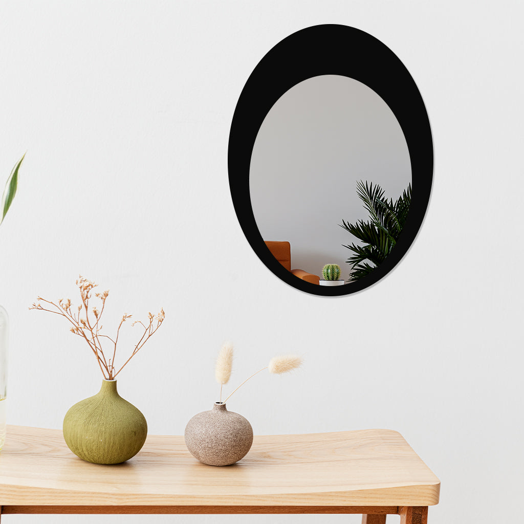 Oval Shaped Metal Wall Mirror