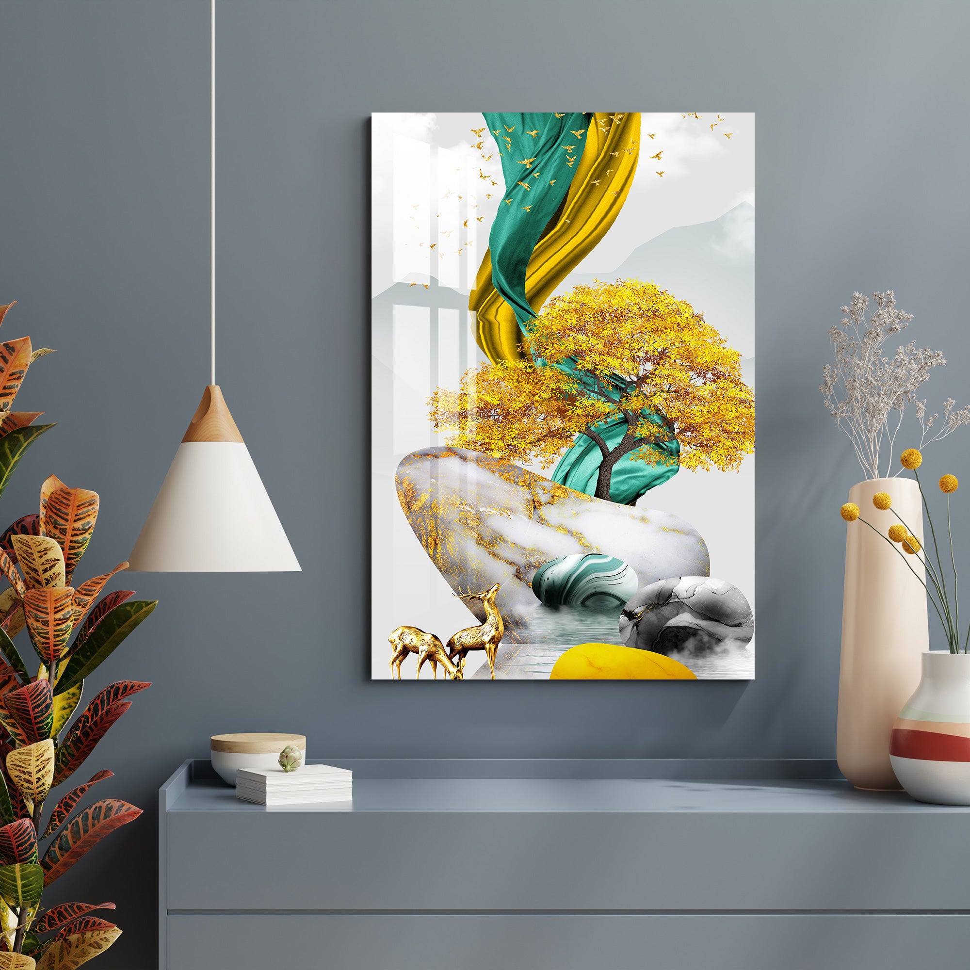 Golden Affection Acrylic Wall Art