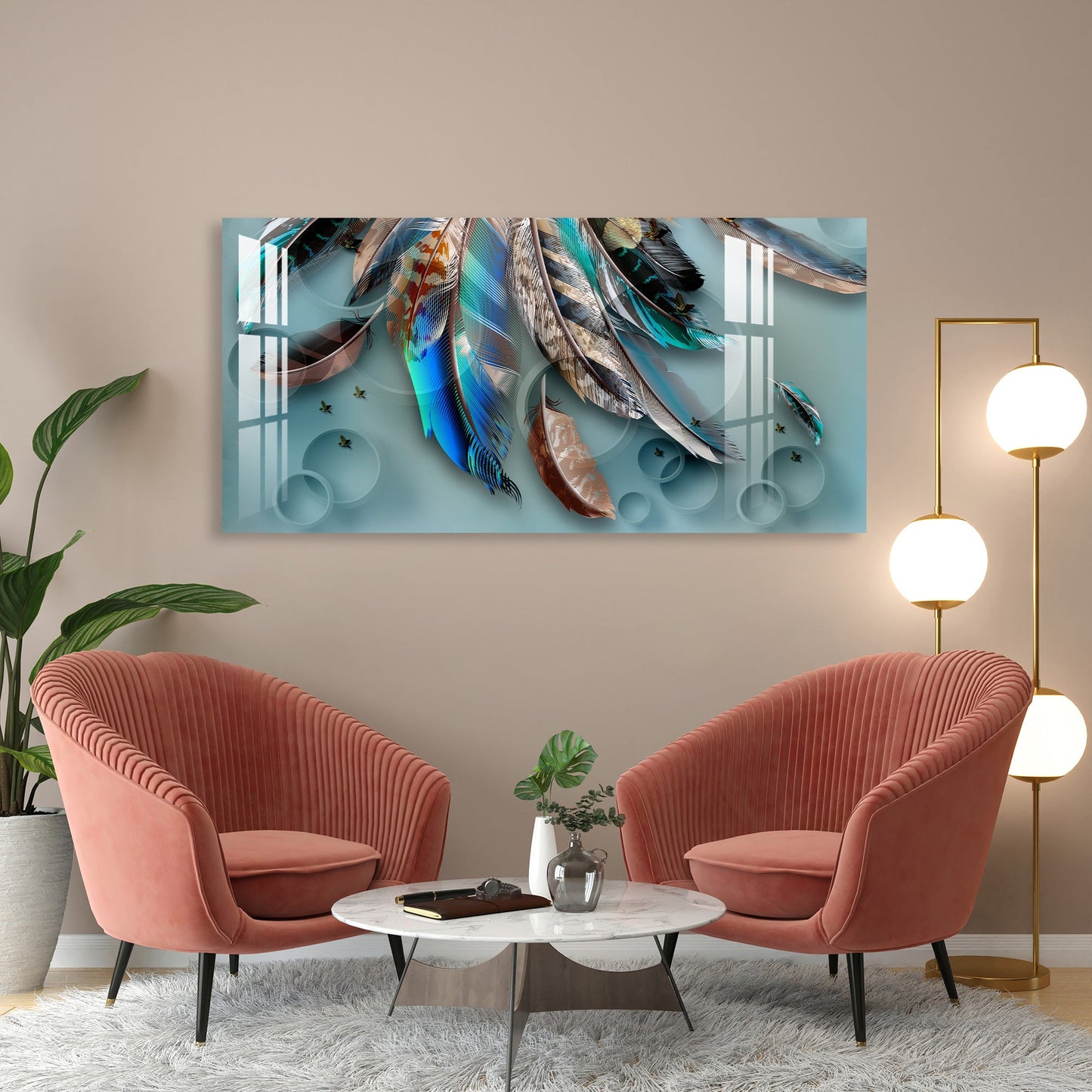 Feather of Fortune Acrylic Wall Art - 29.5X14.5 Inch / 3MM