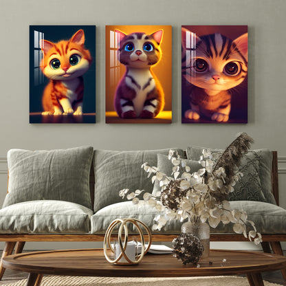 Cute Kitten Acrylic Wall Art (Set of 3)