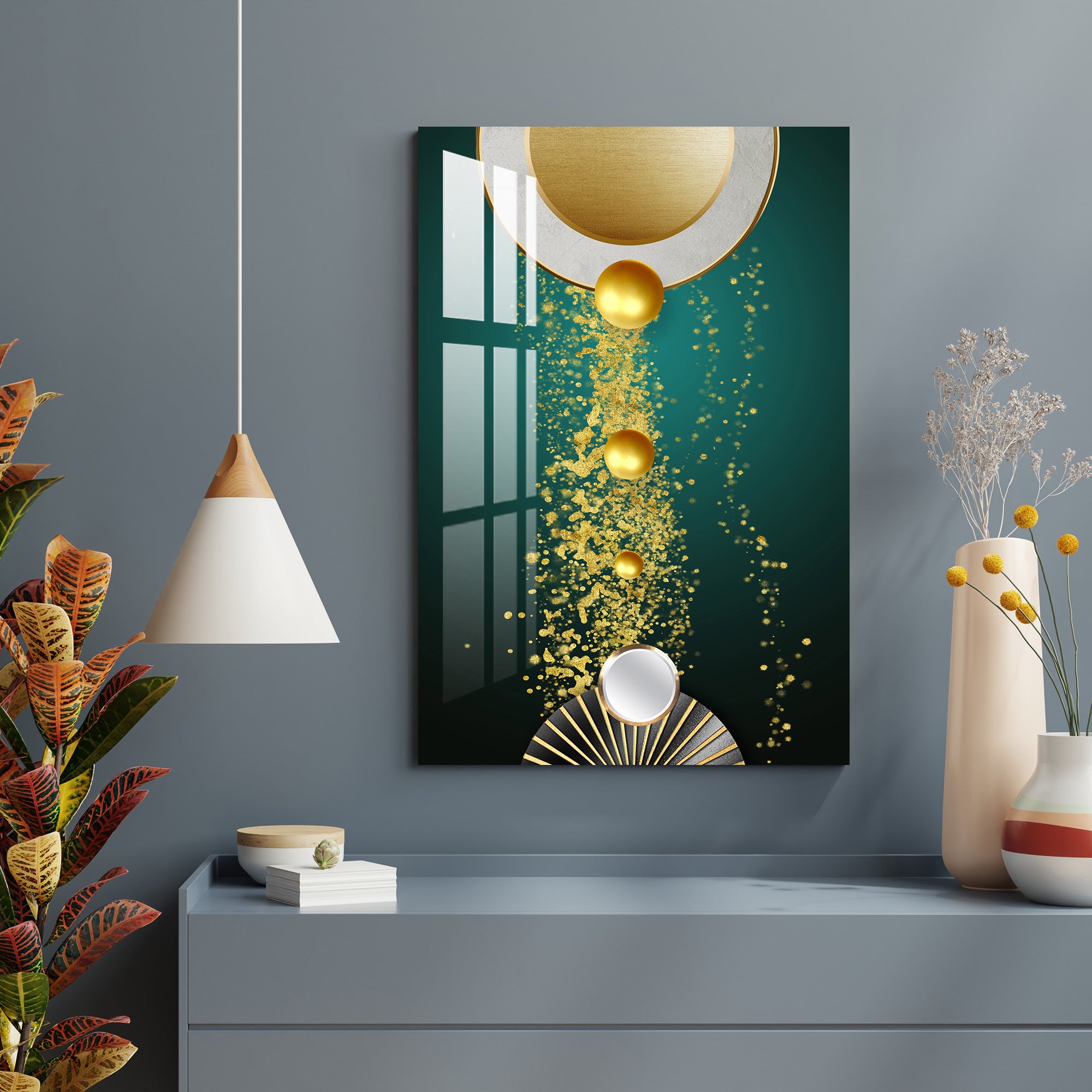 Golden Balls Acrylic Wall Art
